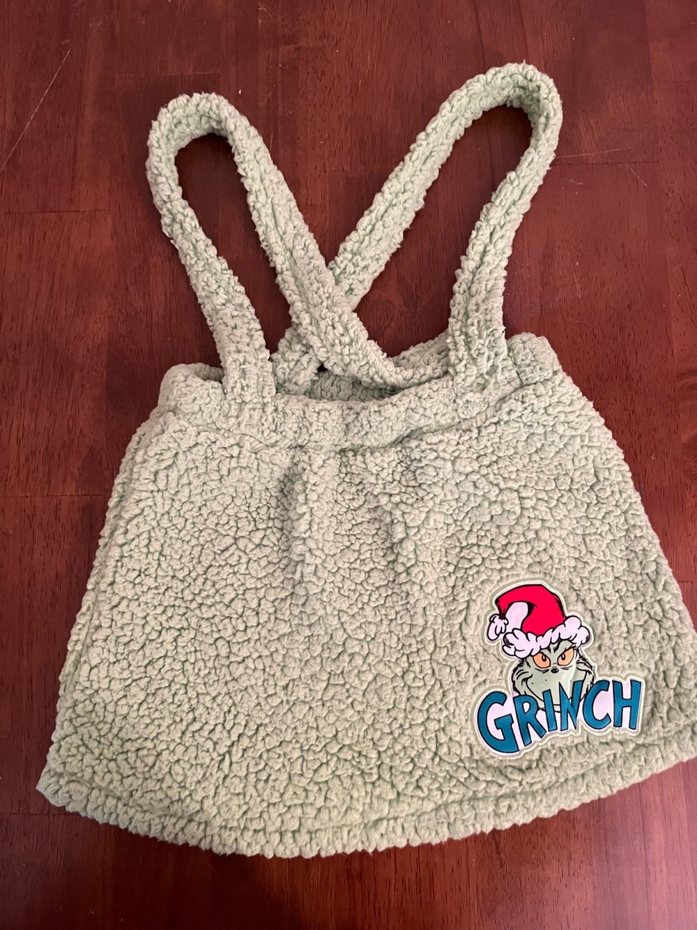Sherpa Green Grinch Patch Girl’s Skirt with Suspenders Size 5T